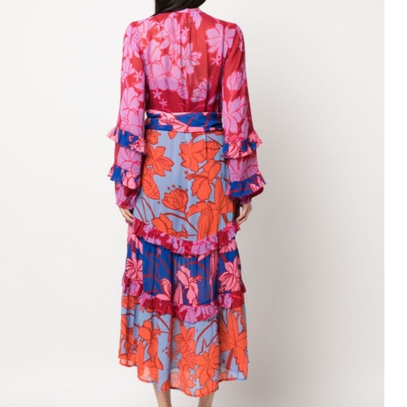 Farm Rio mixed living maxi tiered printed dress fit S /M 👇 - Picture 2 of 8